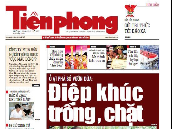 Thông tin chú ý trên Tiền Phong ngày 25-6 Thông tin chú ý trên Tiền Phong ngày 25-6