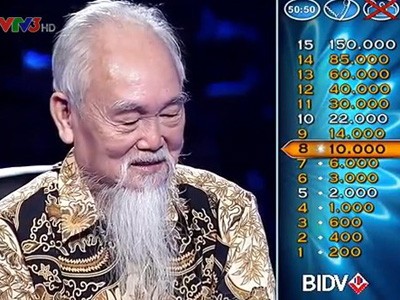 Cụ ông hóm hỉnh thắng 30 triệu ở 'Ai là triệu phú' Cụ ông hóm hỉnh thắng 30 triệu ở 'Ai là triệu phú'