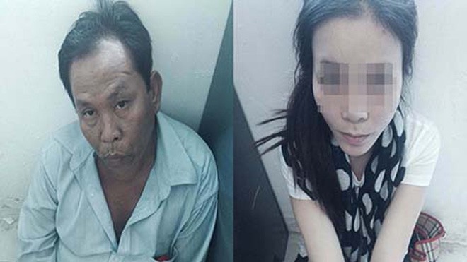 Đường dây làm giả giấy tờ, giúp gái quê xuất ngoại bán dâm Đỗ Hữu Công (trái) và Huỳnh Thị Lệ Hằng (phải) khi bị bắt giữ