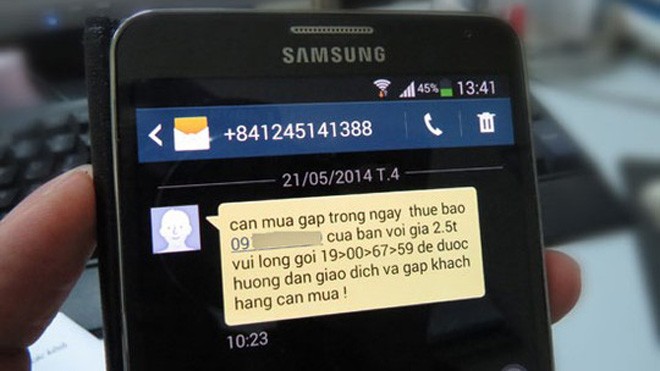 Chiêu lừa đảo mới móc tiền thuê bao di động Tin nhắn dụ gọi đến tổng đài 19006759 được gửi đến điện thoại của anh Hoàng. Ảnh: Nguyên Đức
