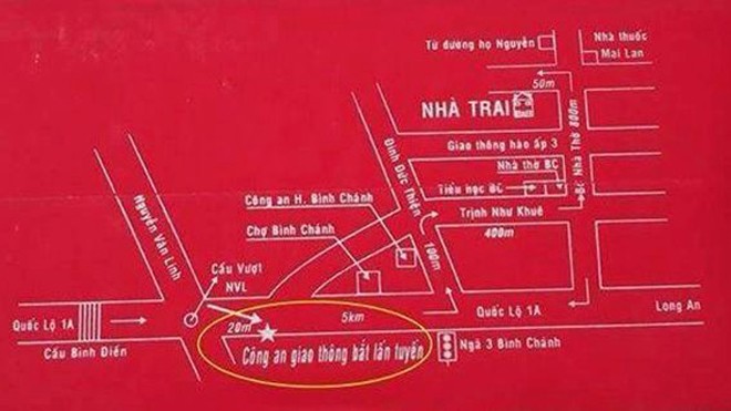 Vỡ bụng với thiệp cưới ghi 'Có công an bắt lấn tuyến' Nội dung chỉ đường chi tiết được in sau tấm thiệp hỉ.