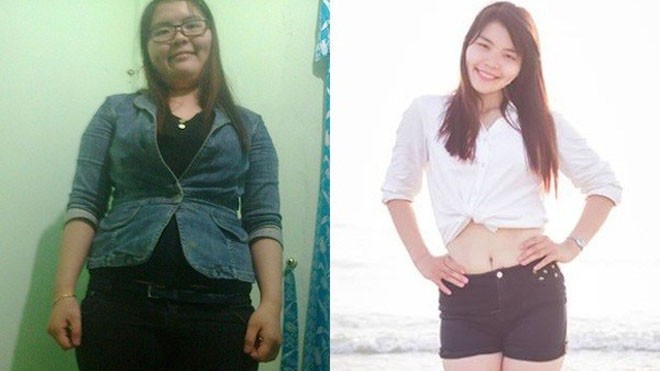 Lời khuyên của cô gái giảm 24 kg trong 3 tháng Thành Thảo trước và sau khi giảm cân.