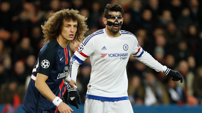 David Luiz: 'PSG đã có thể thắng Chelsea đậm hơn' David Luiz theo kèm Diego Costa. Ảnh: Reuters.