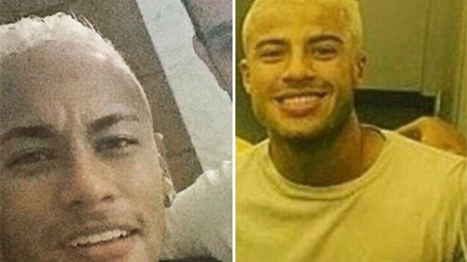 Neymar nhuộm tóc vàng, xăm logo Olympic Neymar và Rafinha khoe tóc mới.