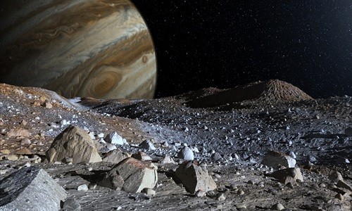 NASA sắp công bố dấu hiệu sự sống trên vệ tinh sao Mộc Đồ họa mô phỏng bề mặt băng đá của Europa. Ảnh: NASA.