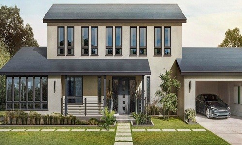 Mái nhà năng lượng Mặt Trời hoạt động vĩnh viễn Ngôi nhà được lợp bằng ngói năng lượng Mặt Trời. Ảnh: Tesla.