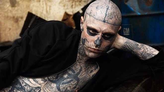 9X Long An xăm kín mặt vì thất tình và chuyện kẻ thành công, người thất bại Rick Genest được mệnh danh là "Zombie boy" vì xăm kín cơ thể. Ảnh: Pinterest.