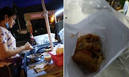 Cô gái Sài Gòn bán xôi chiên 5.000 đồng tặng kèm áo mưa cho khách Cô gái bán xôi chiên giá 5.000 đồng tặng cả áo mưa cho khách. Ảnh chụp màn hình.