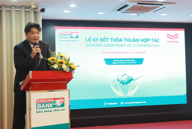 Yanmar Việt Nam ký kết thỏa thuận hợp tác toàn diện với ngân hàng TMCP Kiên Long Ông Takeshi Ando – Tổng Giám Đốc Yanmar Việt Nam phát biểu trong hội nghị