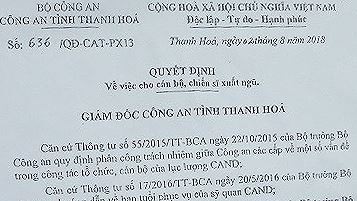 Những căn cứ Công an Thanh Hóa ký quyết định xuất ngũ trung úy công an Những căn cứ Công an Thanh Hóa ký quyết định xuất ngũ trung úy công an