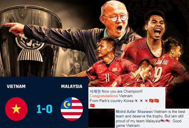 Cổ động viên Malaysia thừa nhận Việt Nam xứng đáng vô địch Nhiều CĐV quốc tế gửi lời chúc mừng đội tuyển Việt Nam.