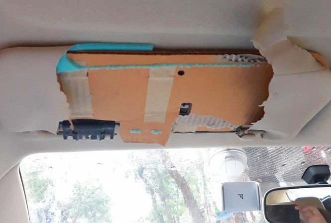 Khách Việt giật mình với tấm chắn nắng xe Vios làm từ 'bìa' carton Khách Việt giật mình với tấm chắn nắng xe Vios làm từ 'bìa' carton