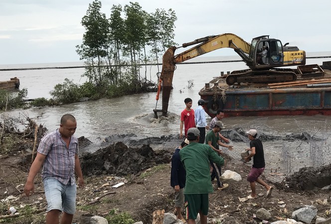 Gió mạnh, triều cường, sóng biển uy hiếp đê biển Tây Gió mạnh, triều cường, sóng biển uy hiếp đê biển Tây