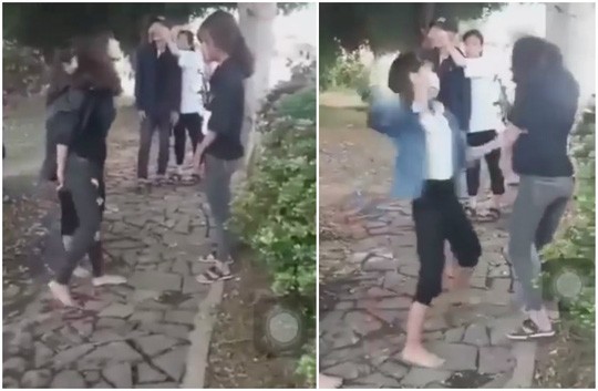 Quảng Bình: 2 nữ sinh lớp 10 đến trường uy hiếp, 'xử' bạn vì… thích là đánh! Hình ảnh 2 nữ sinh bị đánh xuất hiện trong clip gây xôn xao cộng đồng mạng - Ảnh cắt từ clip