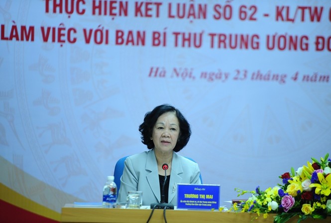 Đổi mới, đa dạng nội dung, phương thức hoạt động của Đoàn Đồng chí Trương Thị Mai, Ủy viên BCT, Bí thư T.Ư Đảng, Trưởng Ban Dân vận T.Ư chủ trì buổi làm việc. Ảnh: Dương Triều