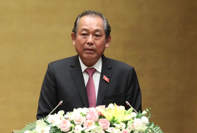Xử lý vụ AVG, đất đai Đà Nẵng 'được dư luận đồng tình' Phó Thủ tướng Trương Hòa Bình nhấn báo cáo trước Quốc hội. Ảnh Như Ý