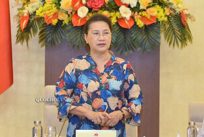 Xem xét ban hành Nghị định về quản lý, sử dụng đất quốc phòng Chủ tịch Quốc hội Nguyễn Thị Kim Ngân phát biểu tại phiên họp thứ 46. Ảnh QH