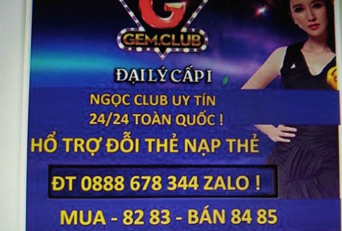 Công khai đổi tiền từ sòng bạc ảo Sòng bài Zinslot.Club hoạt động khá công khai trên mạng. Ảnh chụp màn hình.