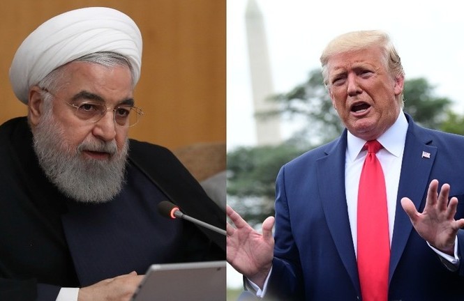 Tổng thống Mỹ - Iran sẽ gặp nhau vào tuần tới? Tổng thống Mỹ Trump và Tổng thống Iran Rouhani. Ảnh: RT