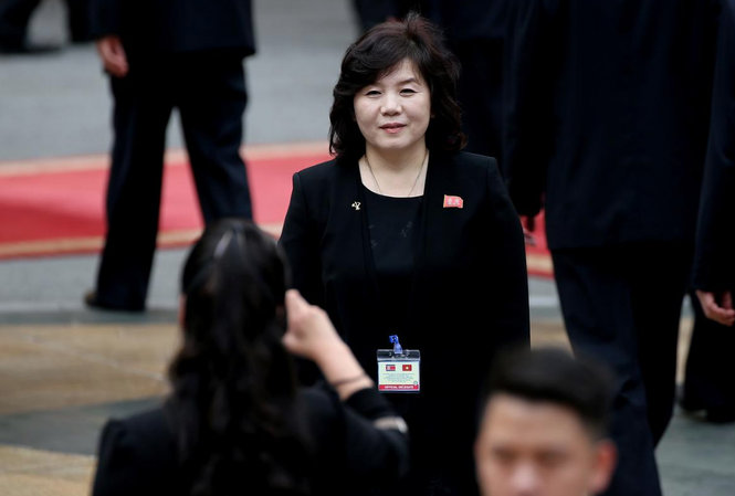 Bà Choe Son Hui tháp tùng Chủ tịch Kim Jong-un trong chuyến thăm chính thức Việt Nam tháng 3/2019. Ảnh: Reuters