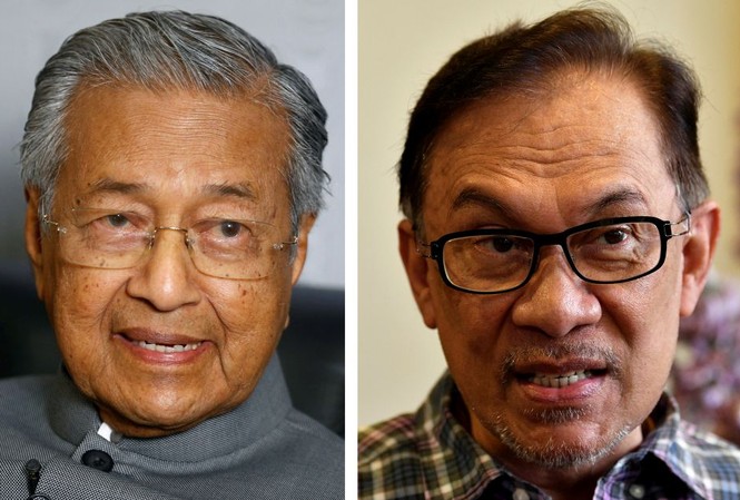 Thủ tướng Malaysia từ chức Ông Mahathir Mohamad (trái) và ông Anwar Ibrahim. Ảnh: The Star.