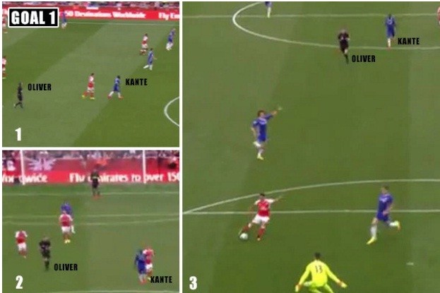 'Bom tấn' Chelsea chạy chậm hơn cả trọng tài Kante chạy chậm hơn cả trọng tài Oliver.