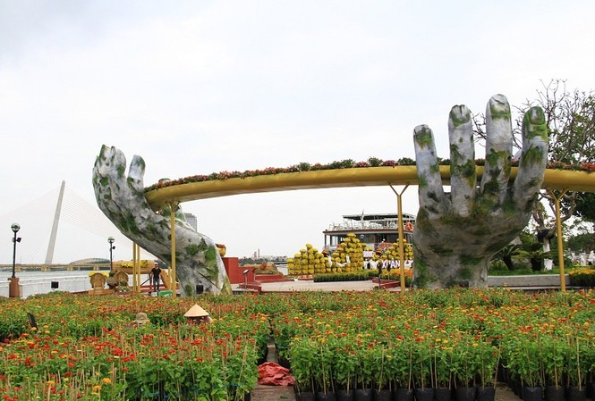 Các sự kiện, vui chơi hấp dẫn tại Đà Nẵng dịp Tết Đường hoa Đà Nẵng dọc sông Hàn đang được gấp rút hoàn thành để phục vụ người dân và du khách. Ảnh: Nguyễn Thành