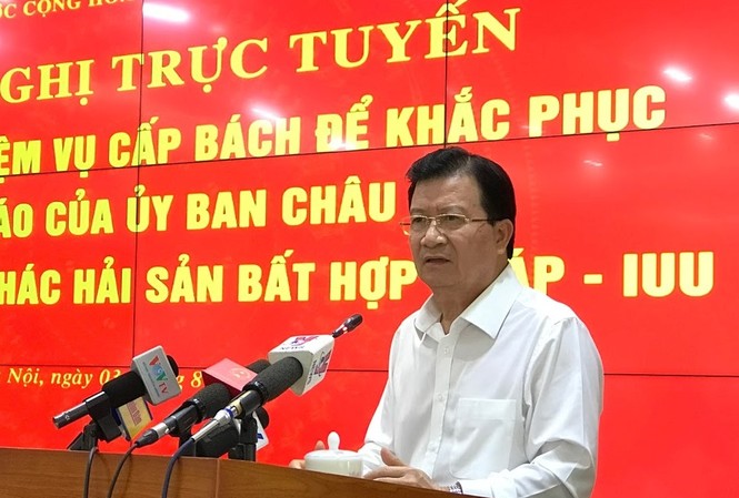 Tàu cá vi phạm IUU: Chủ tịch tỉnh chịu trách nhiệm trước Thủ tướng Phó thủ tướng Trịnh Đình Dũng yêu các bộ ngành, địa phương triển khai giải pháp sớm khắc phục "thẻ vàng" thủy sản của EC.