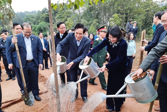 Phó Chủ tịch nước phát động 'Tết trồng cây' tại khu di tích Đền Hùng Phó Chủ tịch nước Đặng Thị Ngọc Thịnh cùng lãnh đạo các bộ ngành, tỉnh Phú Thọ tham gia trồng cây tại Khu di tích lịch sử Đền Hùng.
