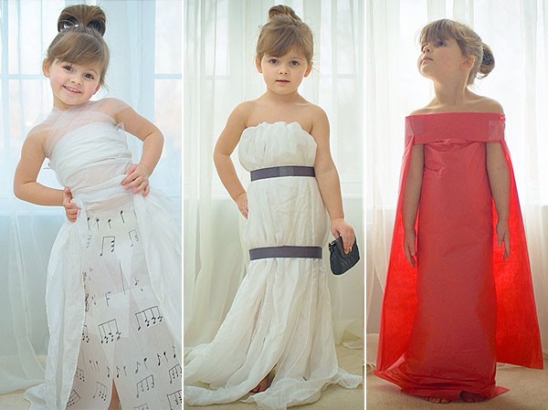 Bé 4 tuổi mặc trang phục giấy cực đẹp Bé 4 tuổi mặc trang phục giấy cực đẹp