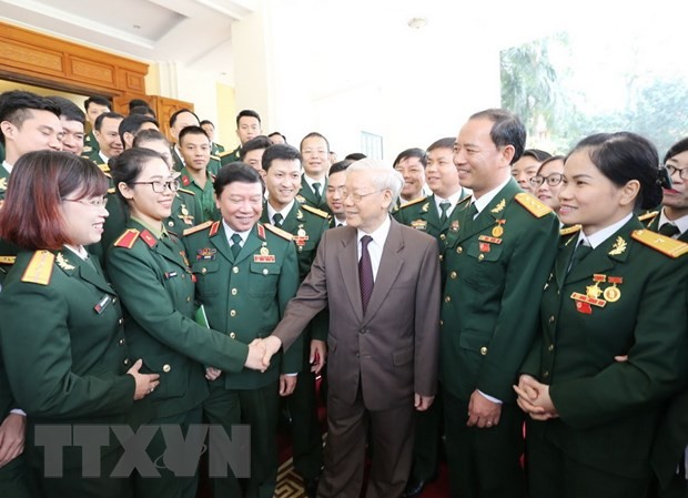 Tuổi trẻ Quân đội tiếp bước cha anh, phát huy truyền thống Tổng Bí thư, Bí thư Quân ủy T.Ư Nguyễn Phú Trọng với các đại biểu ưu tú dự Đại hội Đoàn toàn quân lần thứ IX