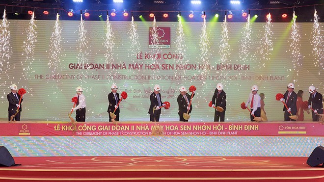 Hoa Sen khởi công giai đoạn 2 nhà máy 2.000 tỷ đồng tại Bình Định Sau nghi thức cắt băng khánh thành giai đoạn 1, Nhà máy Hoa Sen Bình Định tiếp tục khởi công giai đoạn 2