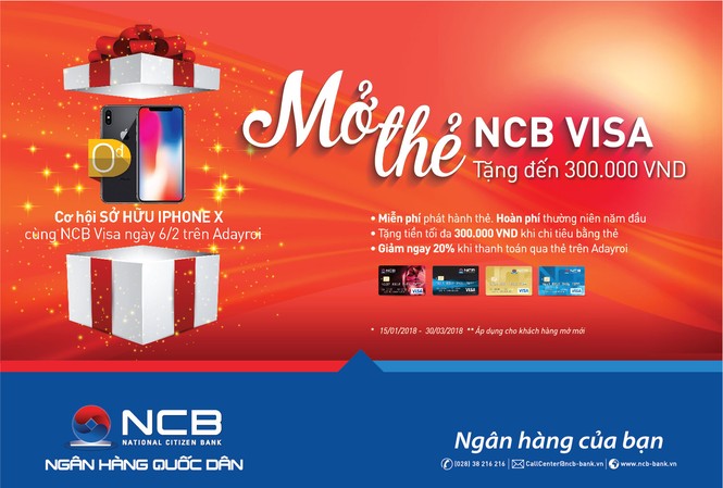 NCB triển khai chương trình “Mở thẻ Visa – Tặng đến 300K” NCB triển khai chương trình “Mở thẻ Visa – Tặng đến 300K”