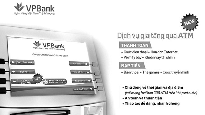 Thanh toán hóa đơn và nạp tiền ngay tại cây ATM của VPBank Thanh toán hóa đơn và nạp tiền ngay tại cây ATM của VPBank