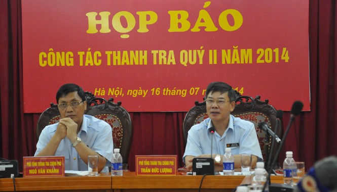 Cách chức 2 cán bộ thuộc Thanh tra Chính phủ Hai Phó tổng Thanh tra Chính phủ tại buổi họp báo ngày 16/7