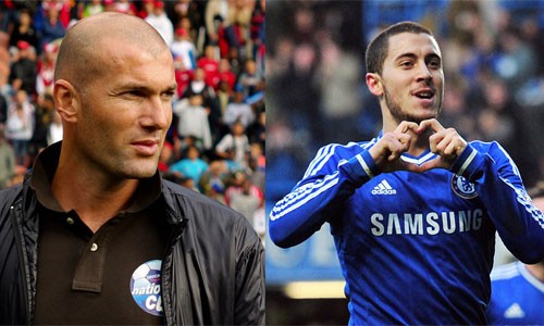 Hazard từ chối Zidane cho đến khi Chelsea bổ nhiệm HLV Zidane (trái) xem Hazard là mục tiêu chuyển nhượng số một của Real Madrid. Ảnh: AFP.