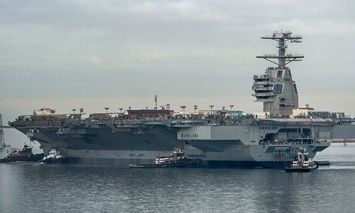 Siêu tàu sân bay 13 tỷ USD của Mỹ trang bị pháo laser Siêu tàu sân bay Gerald R. Ford. Ảnh: Huntington Ingalls Industries.