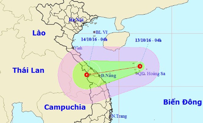 Xuất hiện áp thấp nhiệt đới, miền Trung mưa to Vị trí và hướng di chuyển của áp thấp nhiệt đới (Ảnh: NCHMF).