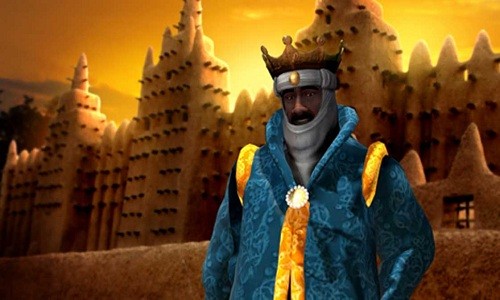 Hoàng đế giàu nhất trong lịch sử nhân loại Hình minh họa chân dung hoàng đế Mansa Musa I của đế quốc Mali. Ảnh: wikia.com.