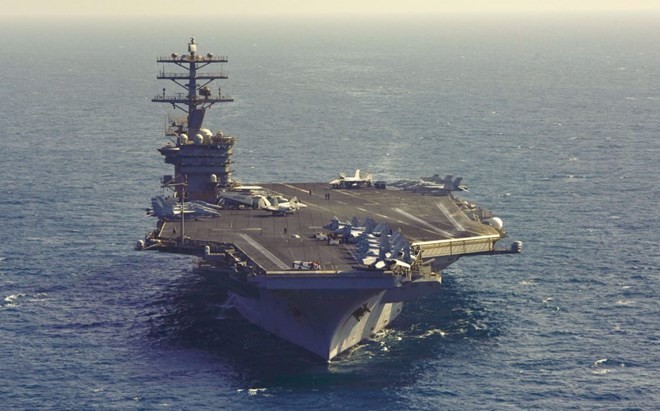 Bản tin 8H: Ba tàu sân bay Mỹ tập trận chung khi Tổng thống Trump thăm châu Á Tàu sân bay USS Nimitz. Nguồn: Hải quân Mỹ.