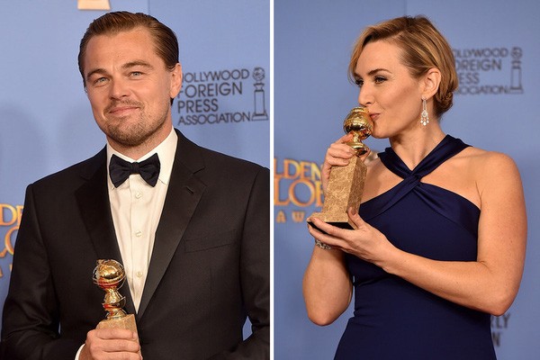 ‘Cặp tình nhân Titanic' giành cúp tại Quả Cầu Vàng 2016 Leonardo DiCaprio và Kate Winslet cùng nhận giải Quả cầu vàng 2016