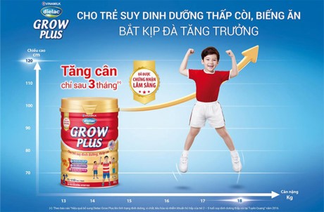 Vinamilk Dielac Grow Plus mới cho trẻ suy dinh dưỡng thấp còi, biếng ăn Vinamilk Dielac Grow Plus mới cho trẻ suy dinh dưỡng thấp còi, biếng ăn