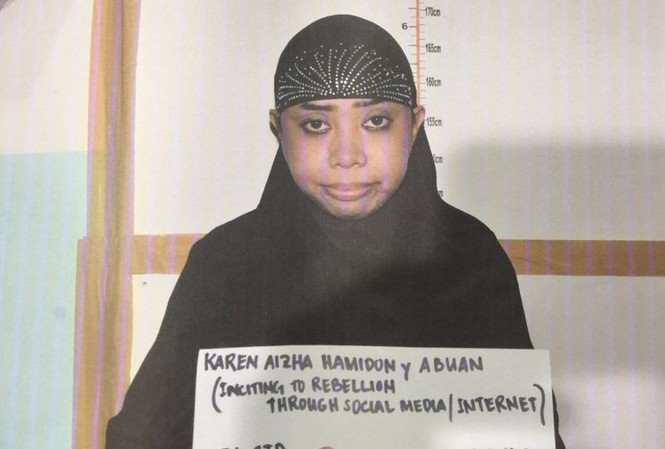 Philippines bắt giữ một phụ nữ nghi tuyển quân cho IS ở Marawi Nghi phạm Karen Aizha Hamidon. Ảnh: Cục Điều tra Quốc gia Philippines