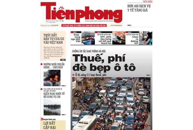 Thông tin chú ý trên Tiền Phong ngày 15-2 Thông tin chú ý trên Tiền Phong ngày 15-2