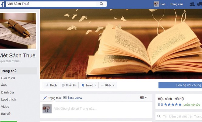 Ðắt hàng nghề viết hồi ký doanh nhân Giao diện trang “Viết sách thuê”, dịch vụ viết hồi ký doanh nhân duy nhất công khai tại VN.