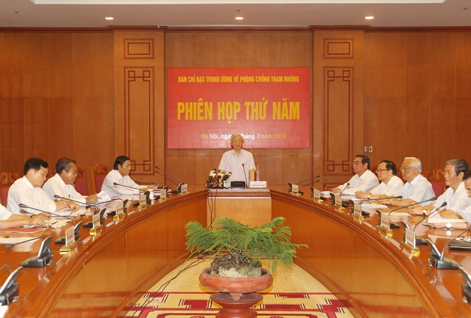 Kiểm tra án tham nhũng nghiêm trọng tại 8 tỉnh Tổng Bí thư Nguyễn Phú Trọng chỉ trì Phiên họp thú 5 của Ban chỉ đạo Trung ương về phòng, chống tham nhũng
