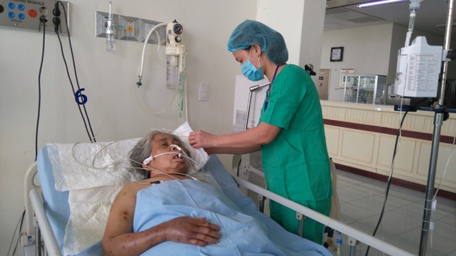 Cụ bà bị ong đốt 200 mũi 'thập tử nhất sinh' Các bác sĩ chăm sóc cho bệnh nhân bị ong đốt 200 mũi