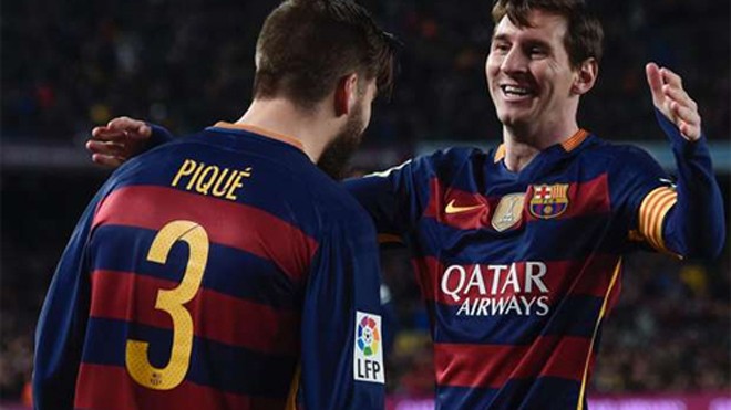 Pique: 'Ngày Messi rời Barca sẽ giống như ngày mất cha' Pique và Messi đã cùng nhau giành hàng chục danh hiệu trong sự nghiệp. Ảnh: Reuters