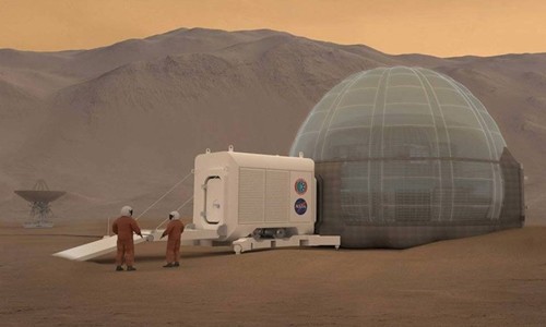 UAE tuyên bố kế hoạch chinh phục sao Hỏa trong ba năm Mô hình căn cứ dành cho các nhà thám hiểm trên sao Hỏa. Ảnh: NASA