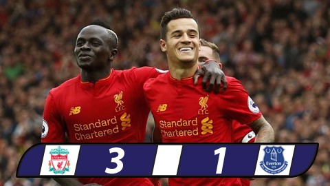 Thắng derby Merseyside, Liverpool tạm chiếm vị trí thứ 3 Thắng derby Merseyside, Liverpool tạm chiếm vị trí thứ 3